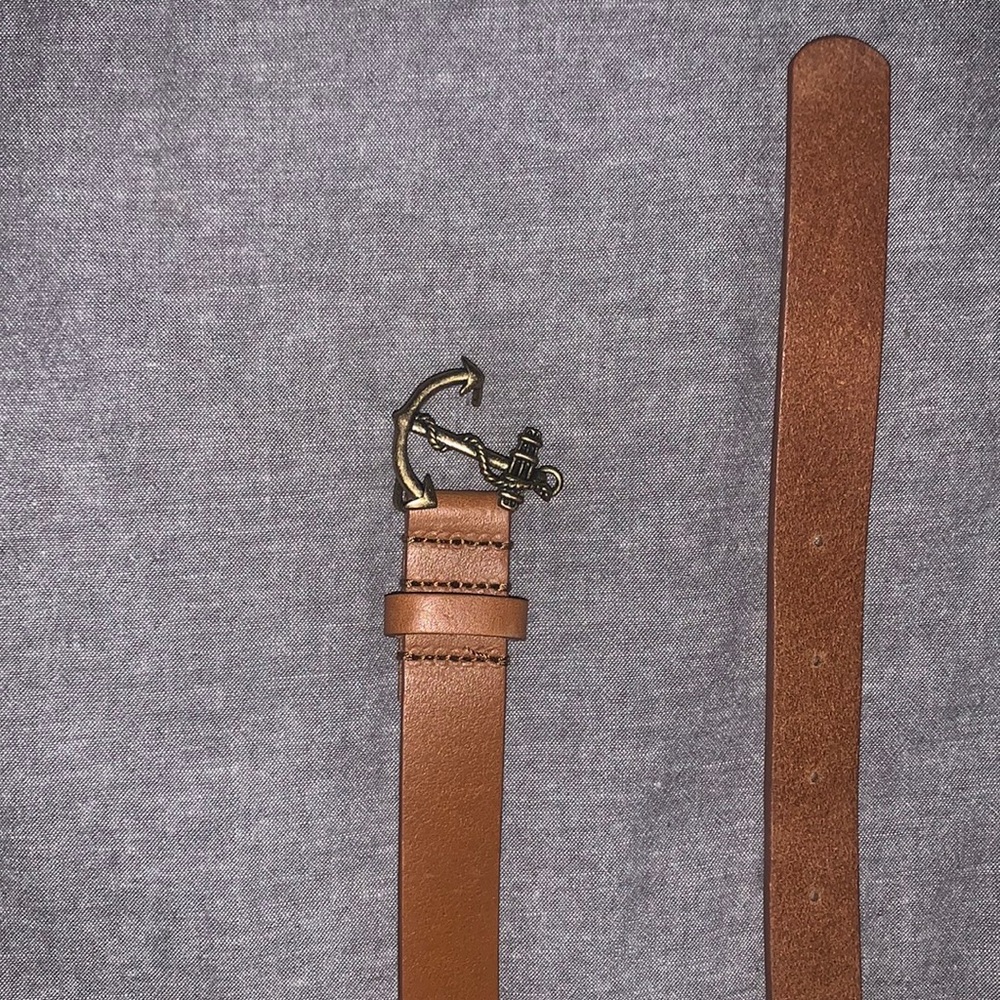 J Crew brown leather belt anchor buckle size m